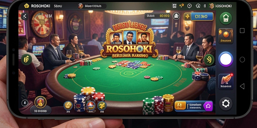 Screenshot gameplay dari aplikasi kasino ROSOHOKI yang menarik.